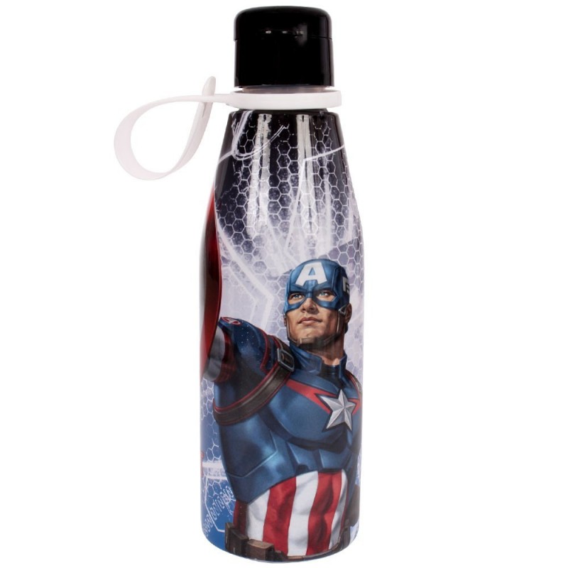 Garrafa Heróis Capitão América C/ Alça Mão 530ml Plasútil