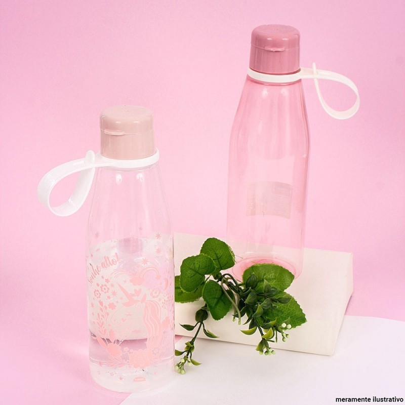 Garrafa Squeeze Unicórnio Alça Mão 530 ml C/ Tampa Plasútil