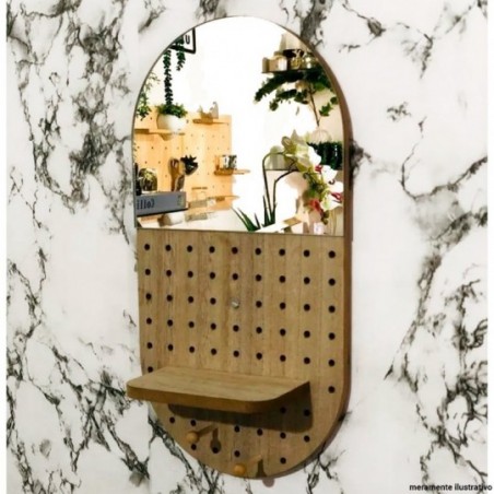 Placa Decorativa MDF De Parede Com Espelho 35 cm x 18 cm
