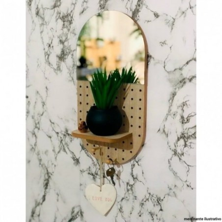 Placa Decorativa MDF De Parede Com Espelho 35 cm x 18 cm