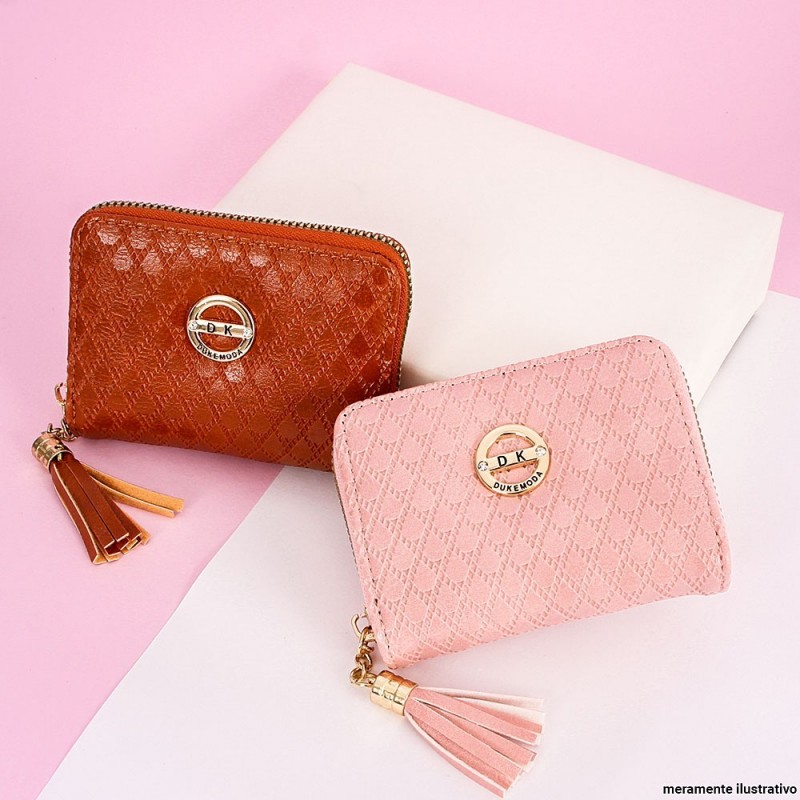 Carteira Feminina Porta Cartões Texturizada Com Tassel
