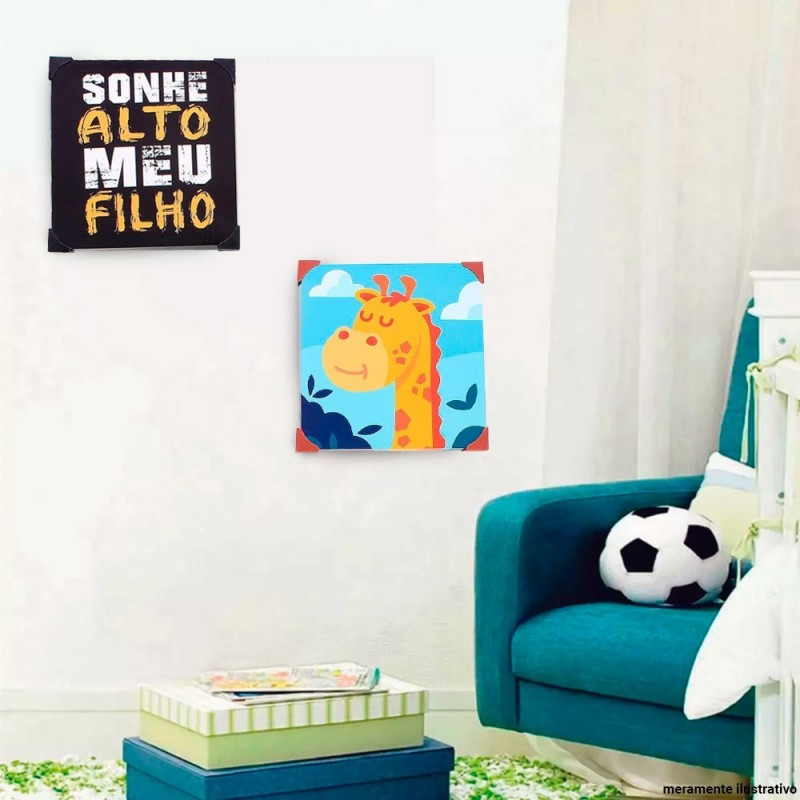 Quadro Decorativo Metal Adesivado Infantil Variados 20x20cm