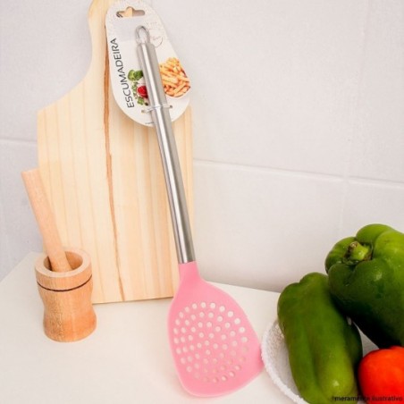 Escumadeira Nylon Com Cabo De Aço Inox