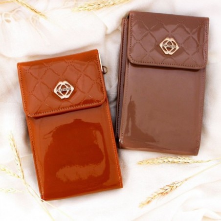 Carteira Feminina Crossbody Em Verniz Porta Celular