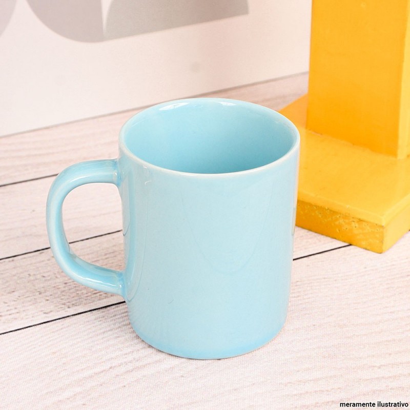 Caneca De Porcelana Reta Lisa Azul 100 Ml Utilidade Atacado
