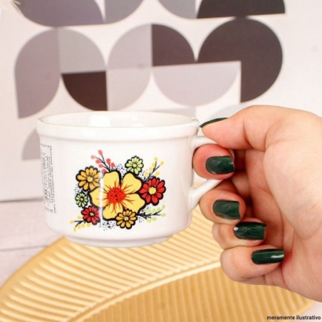 Xícara De Porcelana Decorada Em Flores 150ml