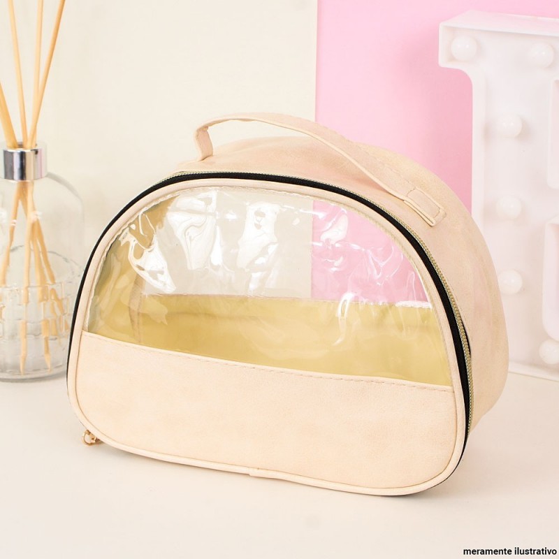 Bolsa Necessaire Maquiagem Feminina C/ Alça Transparente