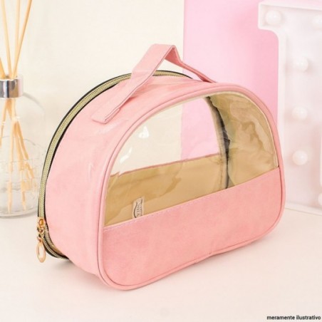 Bolsa Necessaire Maquiagem Feminina C/ Alça Transparente