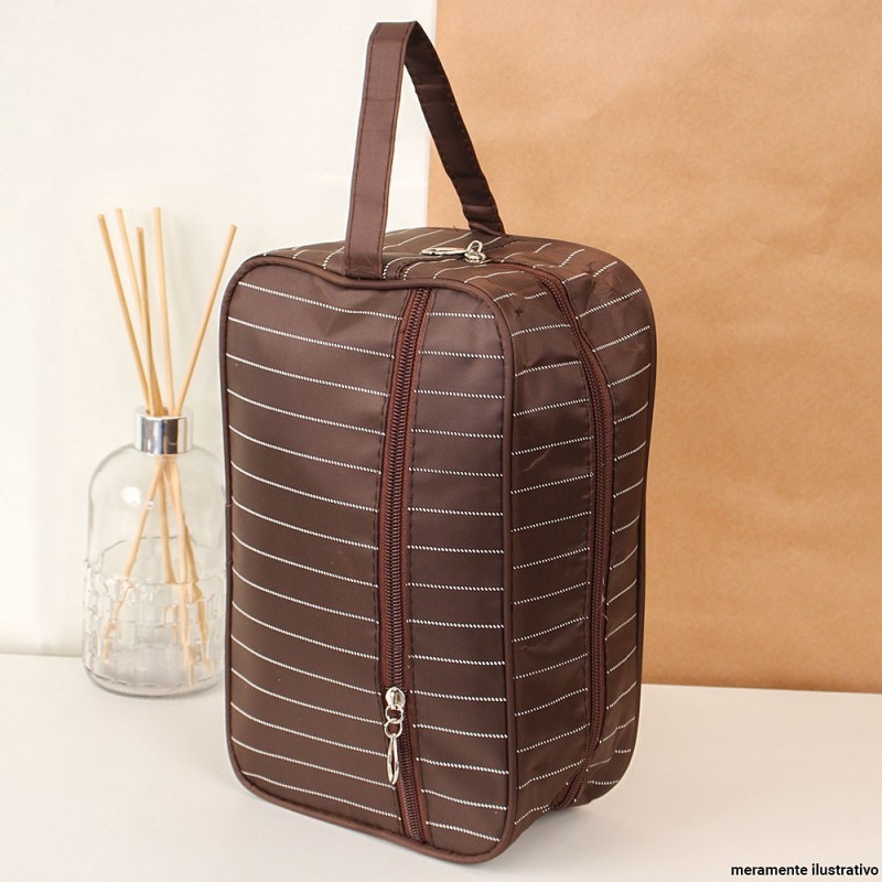 Necessaire Feminina Maquiagem Viagem Listrada Organizadora