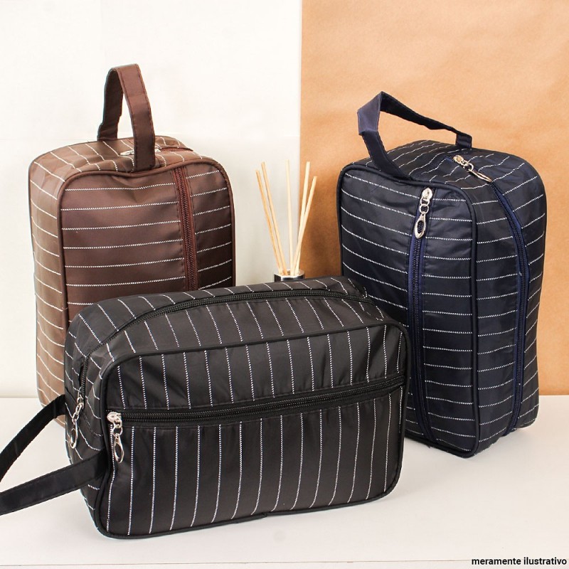 Necessaire Feminina Maquiagem Viagem Listrada Organizadora