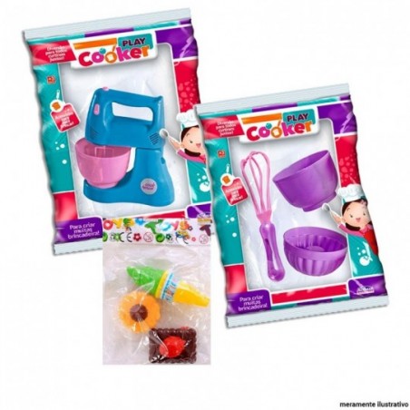 Kit Confeiteiro Docinhos + Batedeira + Utensilios Infantil Brinquedo