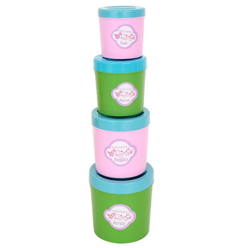 Kit Porta Mantimentos Colorido Infantil Meninas Com 4 Peças