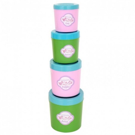 Kit Porta Mantimentos Colorido Infantil Meninas Com 4 Peças