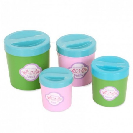 Kit Porta Mantimentos Colorido Infantil Meninas Com 4 Peças