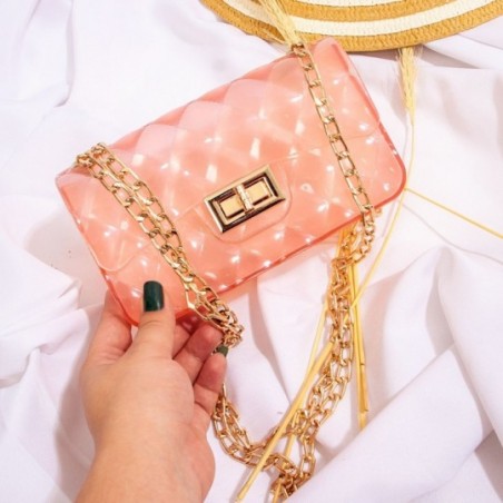 Bolsa Clutch Feminina Silicone Luxo Alça Corrente Versátil