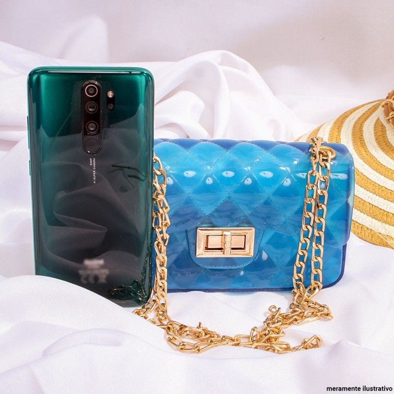 Bolsa Clutch Feminina Silicone Luxo Alça Corrente Versátil