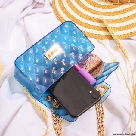 Bolsa Clutch Feminina Silicone Luxo Alça Corrente Versátil