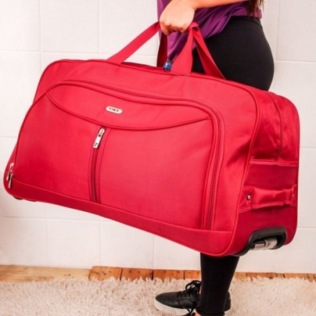 Bolsa Mala Viagem Grande Tecido C/ Alça E Rodinha Grande