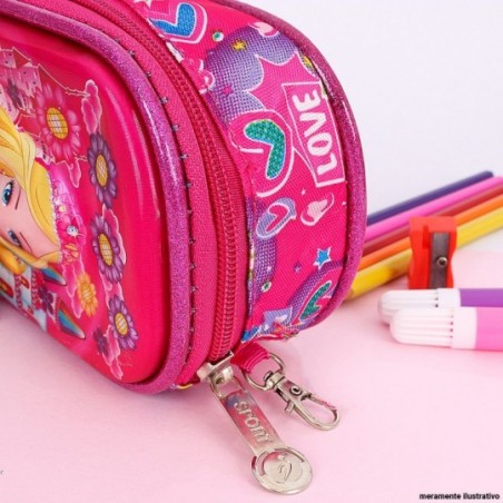 Estojo Infantil Escolar Meninas Estampa 3D Princesas