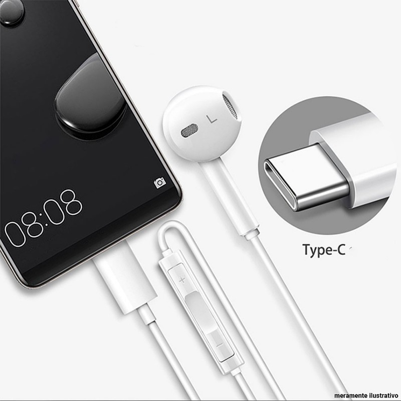 Fone De Ouvido Branco Tipo C Com Microfone No Atacado