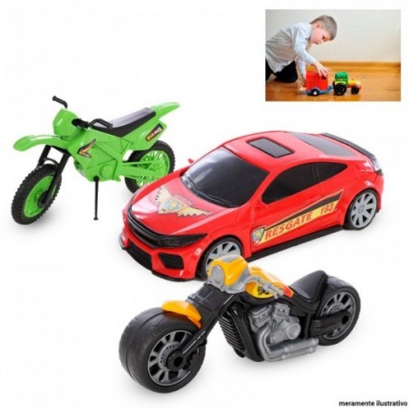 Kit Carrinho De Policia + Motos De Brinquedo Sortidos
