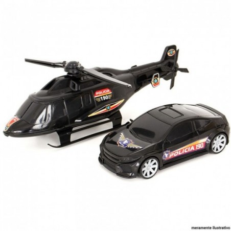 Kit Carrinho E Helicóptero De Policia Brinquedo Atacado