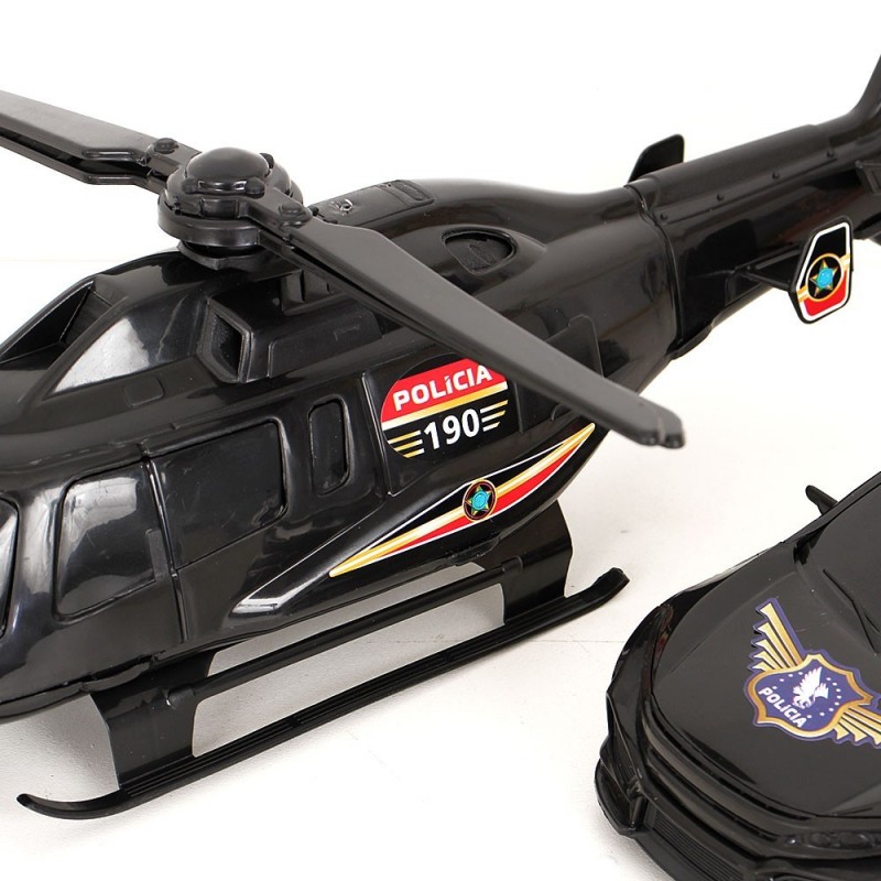Kit Carrinho E Helicóptero De Policia Brinquedo Atacado