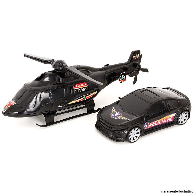 Kit Carrinho E Helicóptero De Policia Brinquedo Atacado