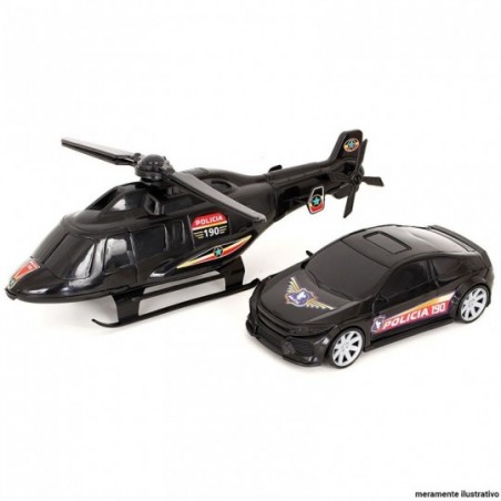 Kit Carrinho E Helicóptero De Policia Brinquedo Atacado