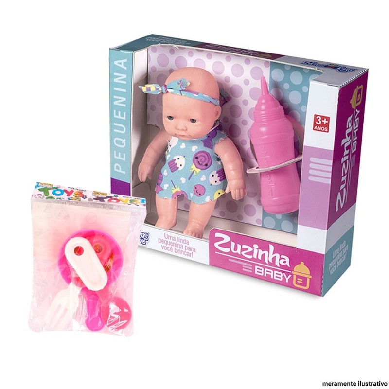Kit Boneca Baby Com Mamadeira + Acessórios De Cozinha Infantil