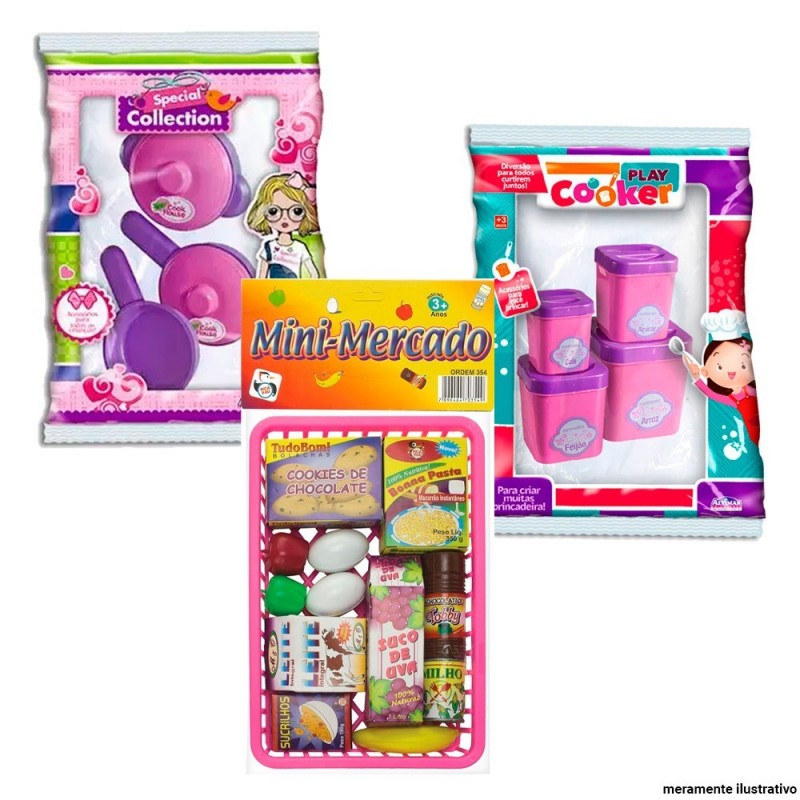 Kit Minha Cozinha Com Comidinhas Panelas E Acessórios Infantil