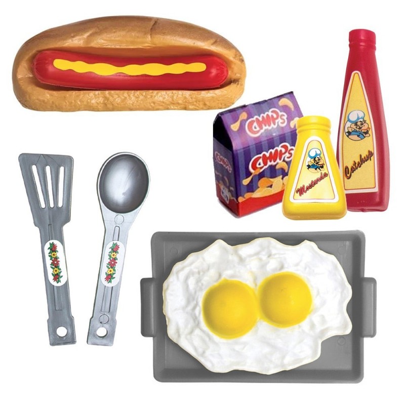 Kit Hot Dogueria Com 9 Peças De Brinquedo Infantil