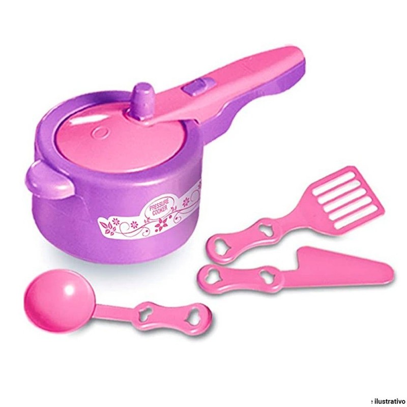 Conjunto Panela De Pressão + 3 Acessórios Infantil Zuca Toys