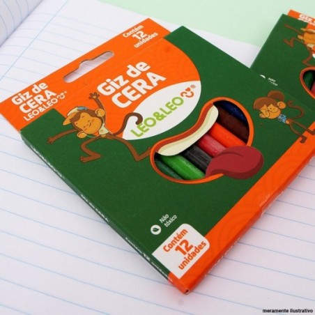 12 Caixas C/ 12 Mini Giz De Cera Leo E Leo No Atacado