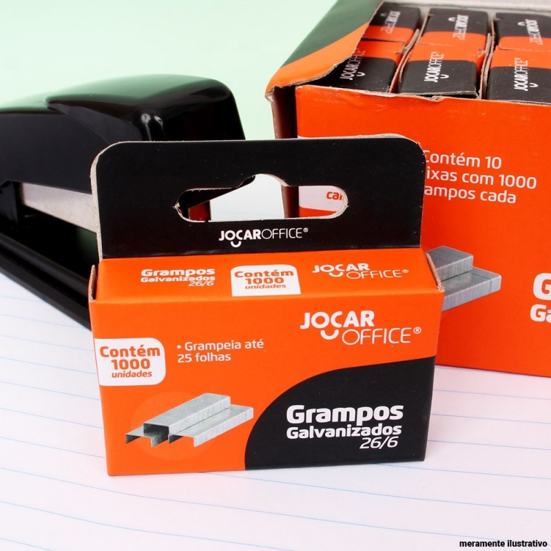 Kit 10 Caixas C/ 1000 Grampos Galvanizados 26/6 JocarOffice