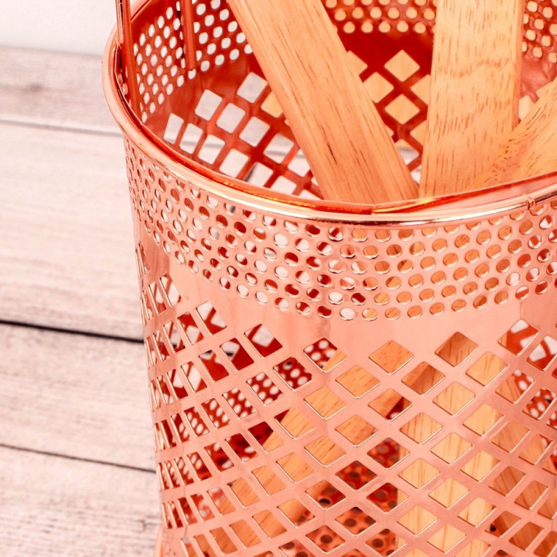 Porta Talheres Escorredor Metalizado Rose Gold 11 Cm Wellmix