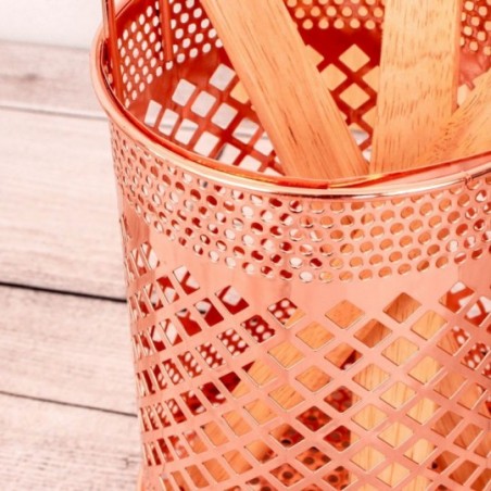 Porta Talheres Escorredor Metalizado Rose Gold 11 Cm Wellmix