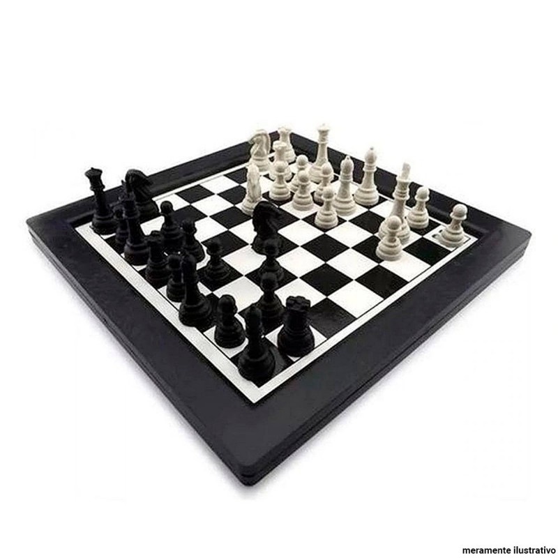 Jogo De Xadrez E Trilha Tabuleiro 24 Cm