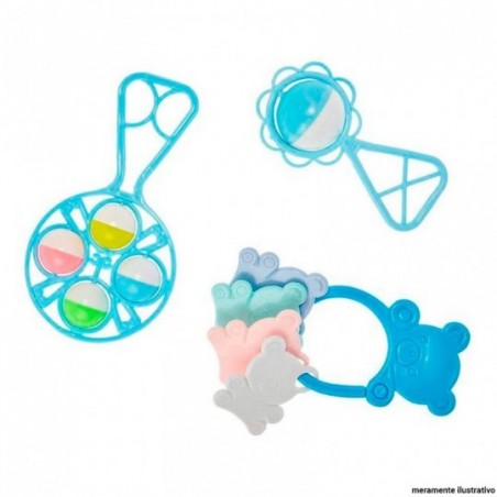 Kit Baby Play Infantil Chocalho E Mordedor 3 Peças