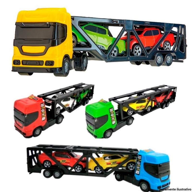 Mini Caminhão Cegonheiro Infantil Com Dois Carrinhos
