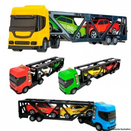 Mini Caminhão Cegonheiro Infantil Com Dois Carrinhos