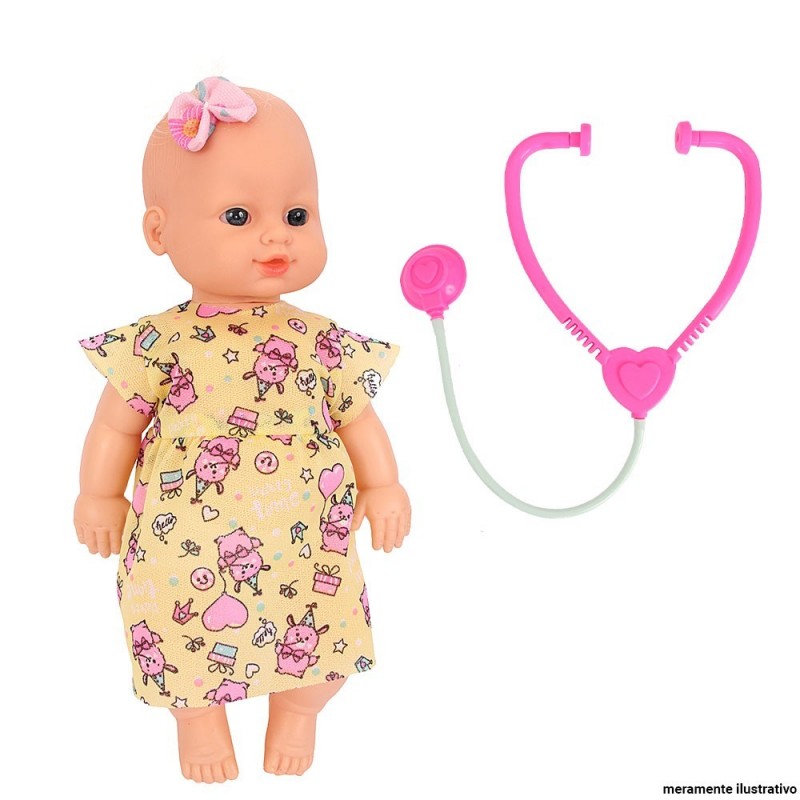 Boneca Infantil Yukinha Dodói Acessórios Médicos