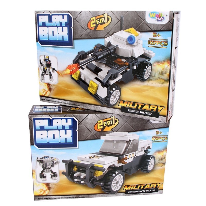 Blocos De Montar Veículos Militar Modelos Variados Infantil