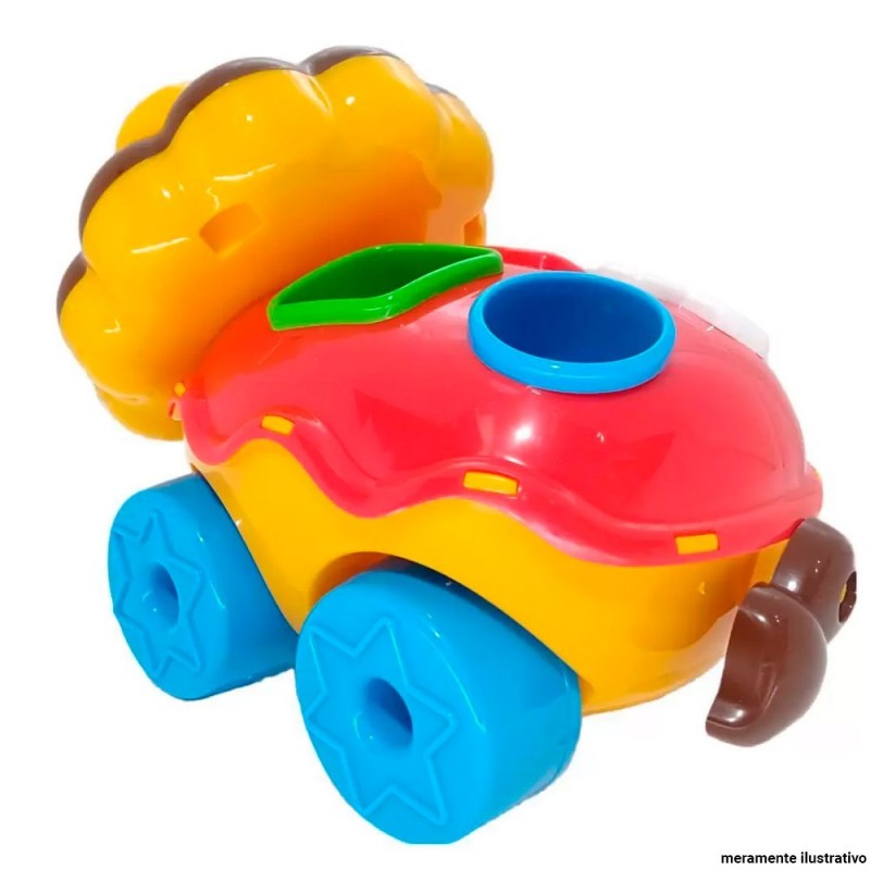 Carrinho Infantil Leão Colorido Didático Formas Geométricas