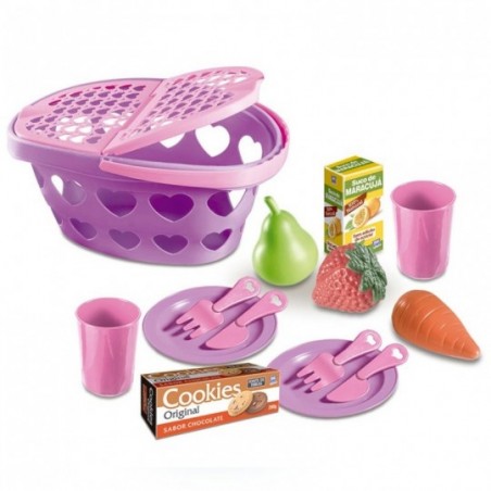 Cesta Piquenique Brinquedo Infantil Com 15 Peças Zuca Toys