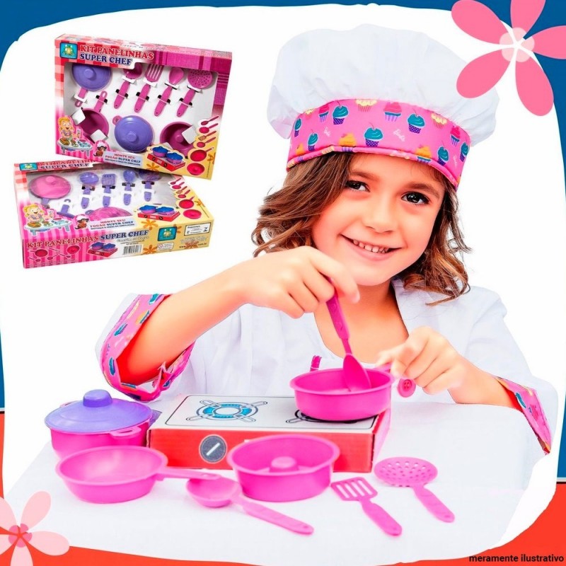 Kit Panelinhas Super Chef 10 Peças Brinquedo Infantil