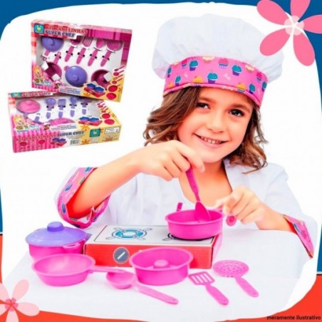 Kit Panelinhas Super Chef 10 Peças Brinquedo Infantil
