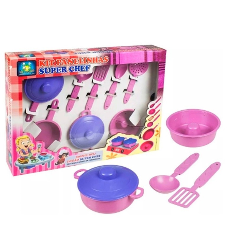 Kit Panelinhas Super Chef 10 Peças Brinquedo Infantil