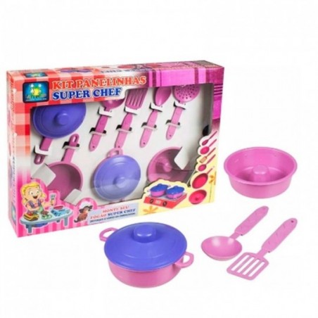 Kit Panelinhas Super Chef 10 Peças Brinquedo Infantil