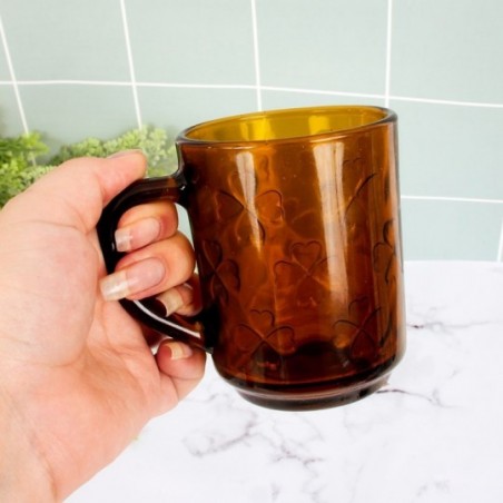 Caneca De Vidro Âmbar Detalhe Floral 230 Ml